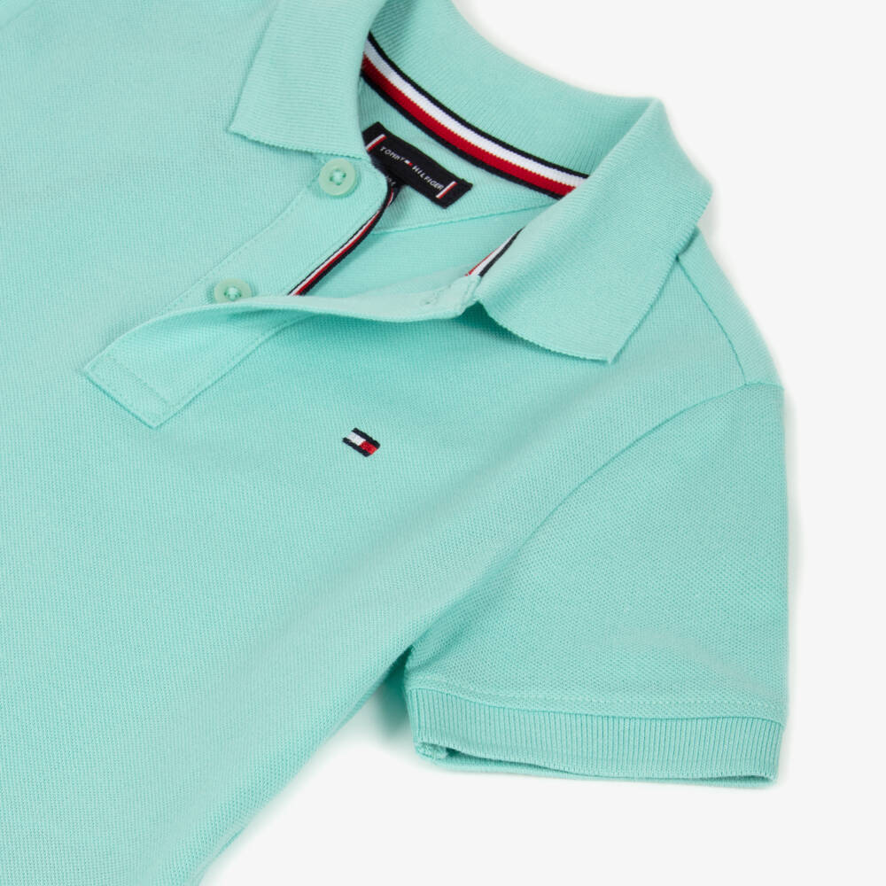 Tommy Hilfiger-Boys Aqua Green Cotton Piqué Flag Logo Polo Shirt | Childrensalon Outlet