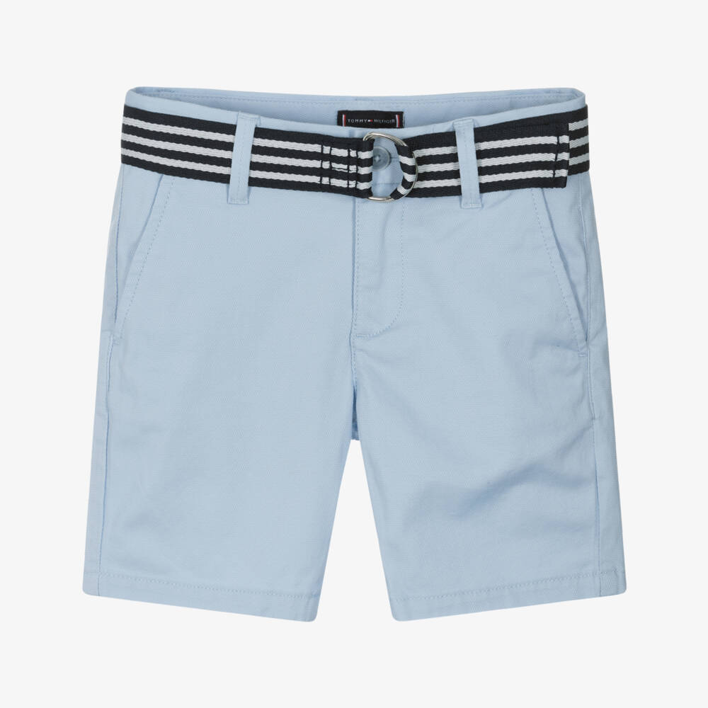 Tommy Hilfiger-Boys Azure Cotton Belted Shorts | Childrensalon Outlet