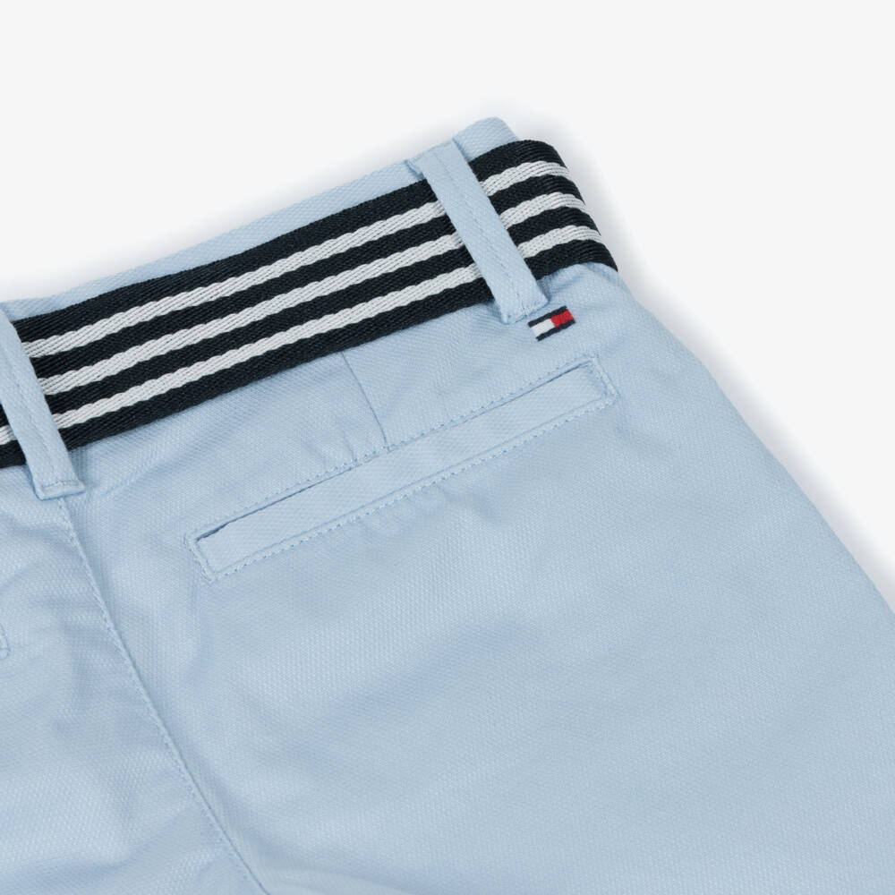 Tommy Hilfiger-Boys Azure Cotton Belted Shorts | Childrensalon Outlet