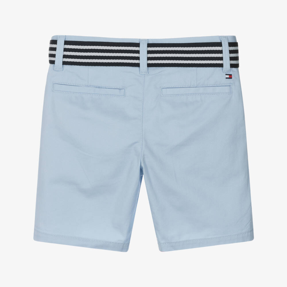 Tommy Hilfiger-Boys Azure Cotton Belted Shorts | Childrensalon Outlet