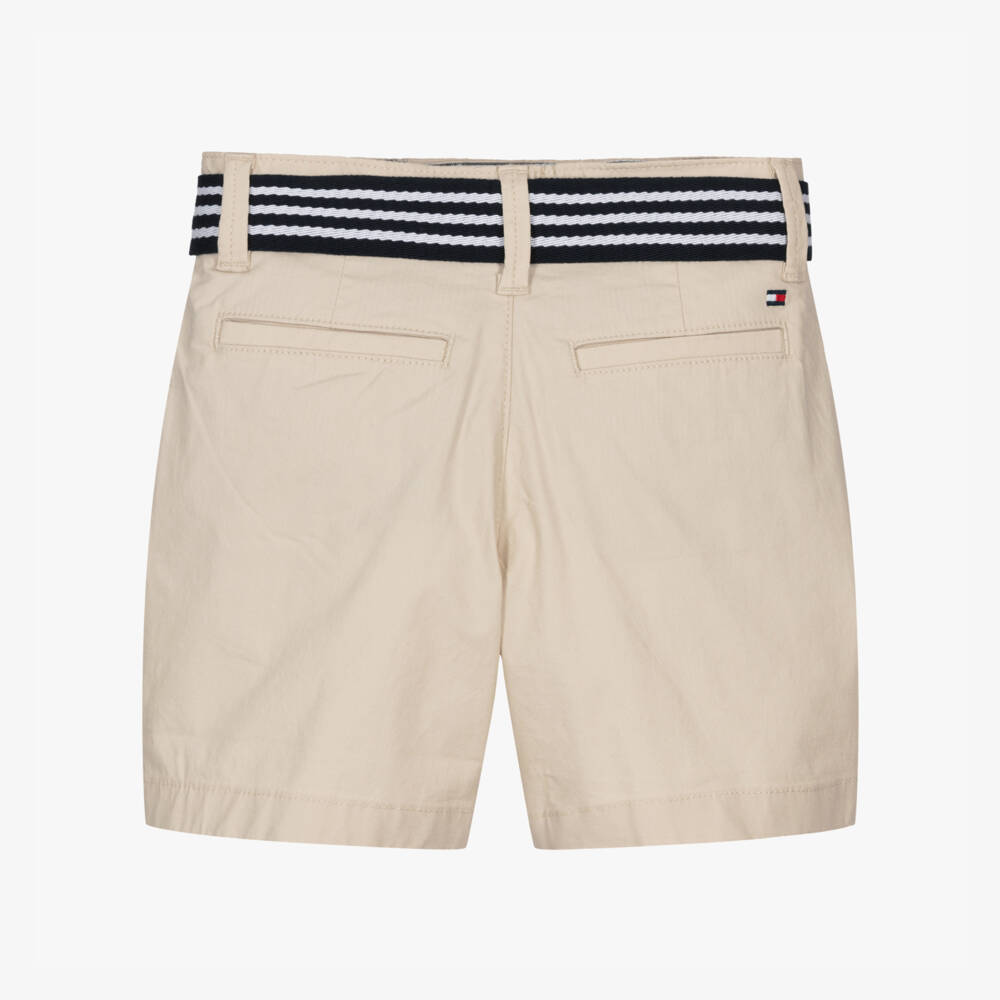 Tommy Hilfiger-Boys Beige Belted Chino Shorts | Childrensalon Outlet