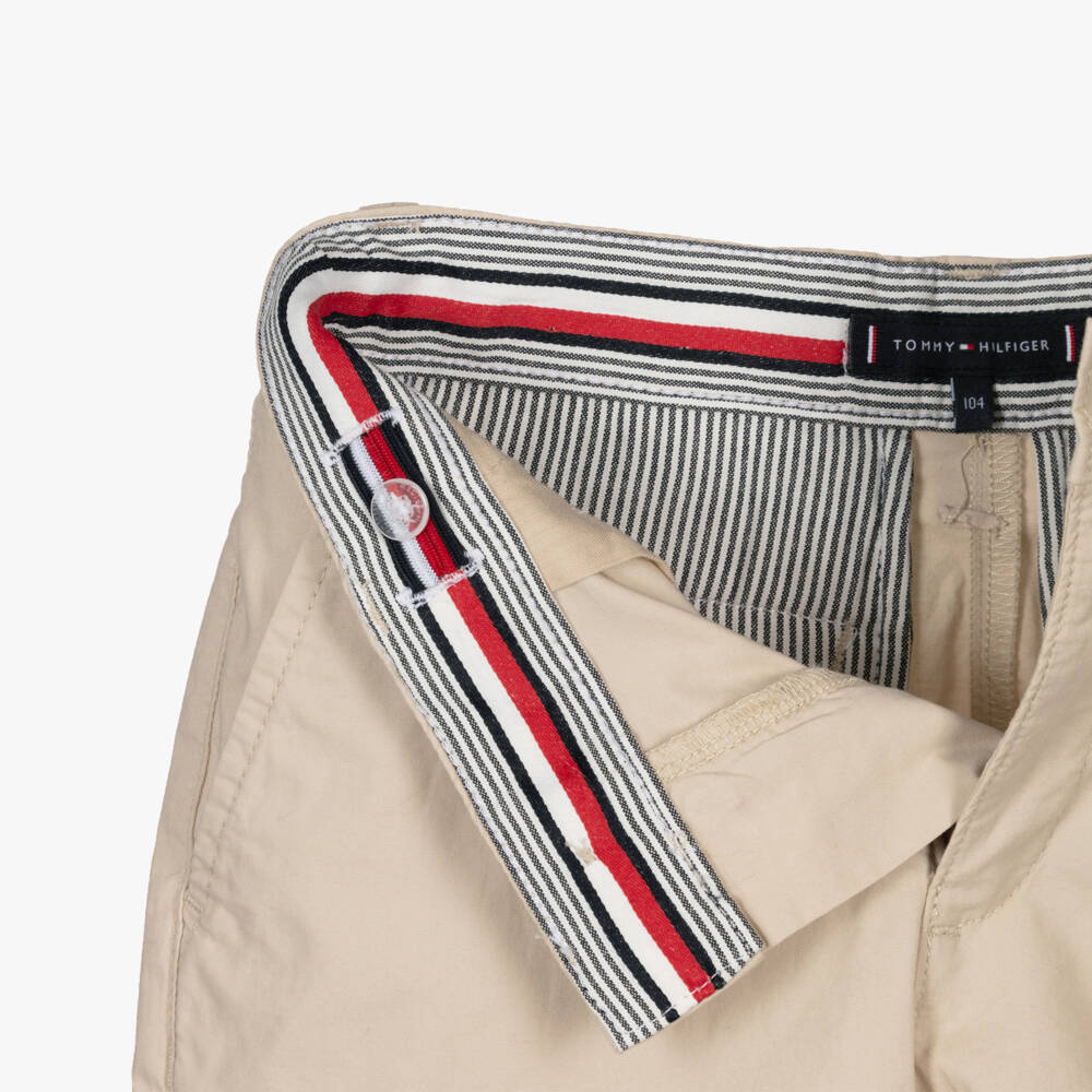 Tommy Hilfiger-Boys Beige Belted Chino Shorts | Childrensalon Outlet