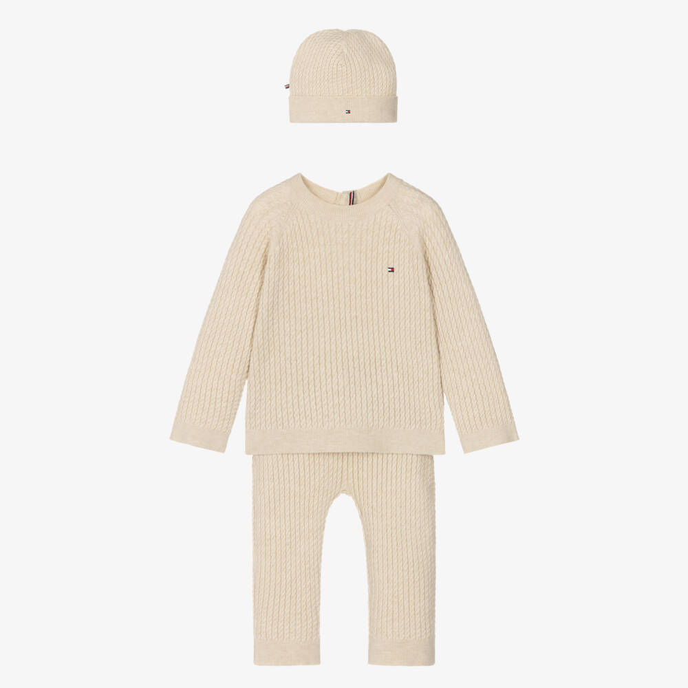 Tommy Hilfiger-Boys Beige Cable-Knit Ensemble | Childrensalon Outlet