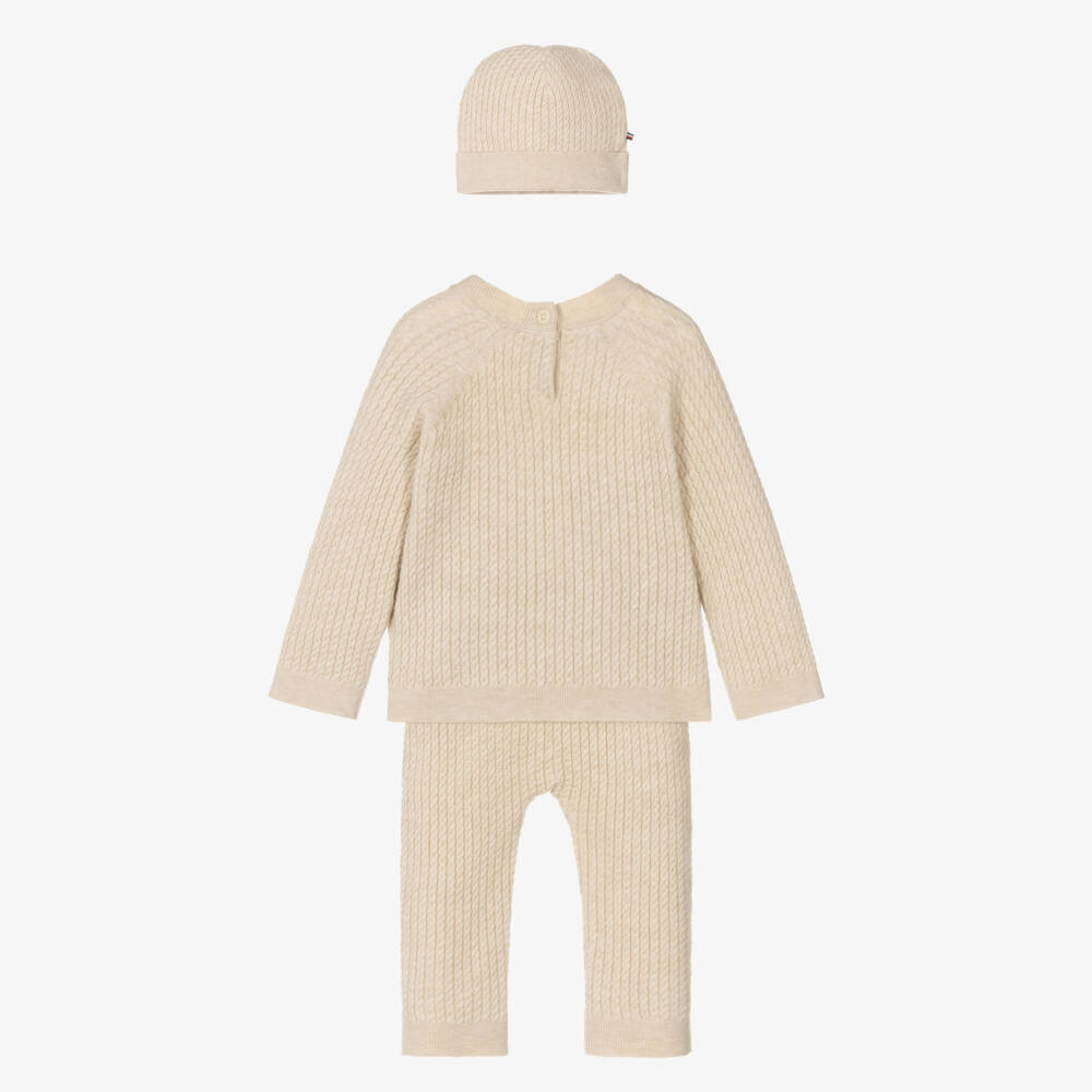 Tommy Hilfiger-Boys Beige Cable-Knit Ensemble | Childrensalon Outlet