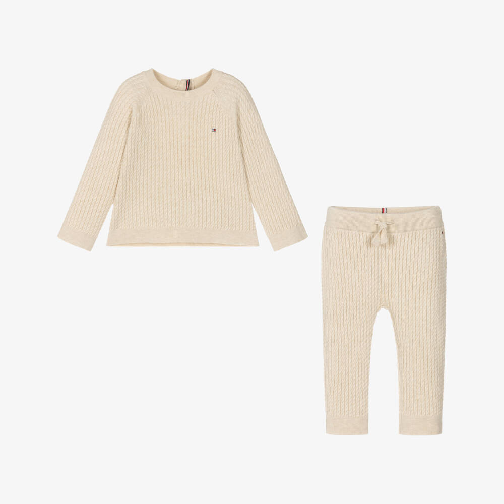 Tommy Hilfiger-Boys Beige Cable-Knit Ensemble | Childrensalon Outlet