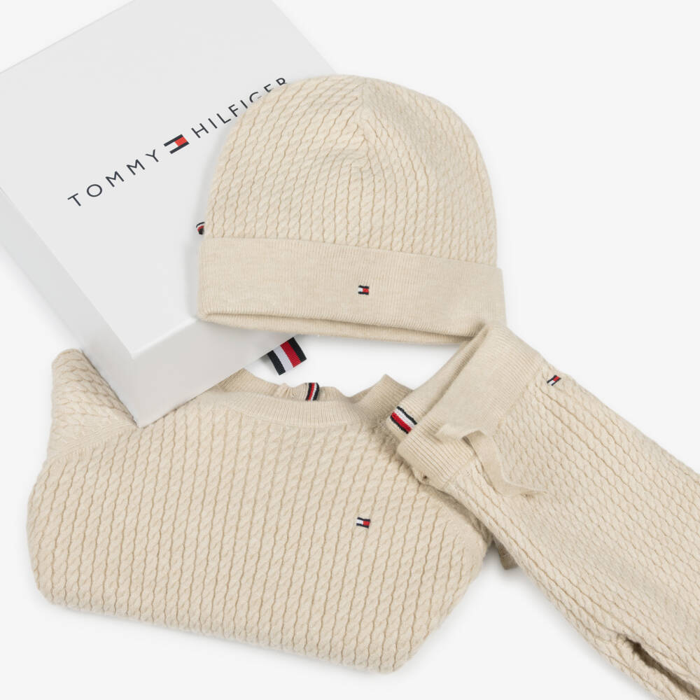 Tommy Hilfiger-Boys Beige Cable-Knit Ensemble | Childrensalon Outlet