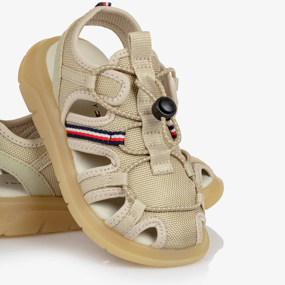 Tommy Hilfiger-Boys Beige Canvas Sandals with Bungee Cord | Childrensalon Outlet