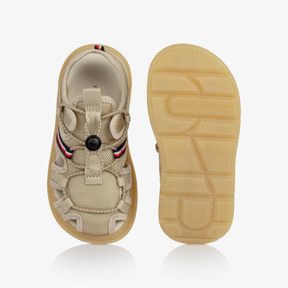 Tommy Hilfiger-Boys Beige Canvas Sandals with Bungee Cord | Childrensalon Outlet