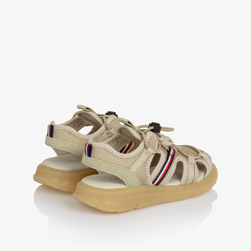 Tommy Hilfiger-Boys Beige Canvas Sandals with Bungee Cord | Childrensalon Outlet