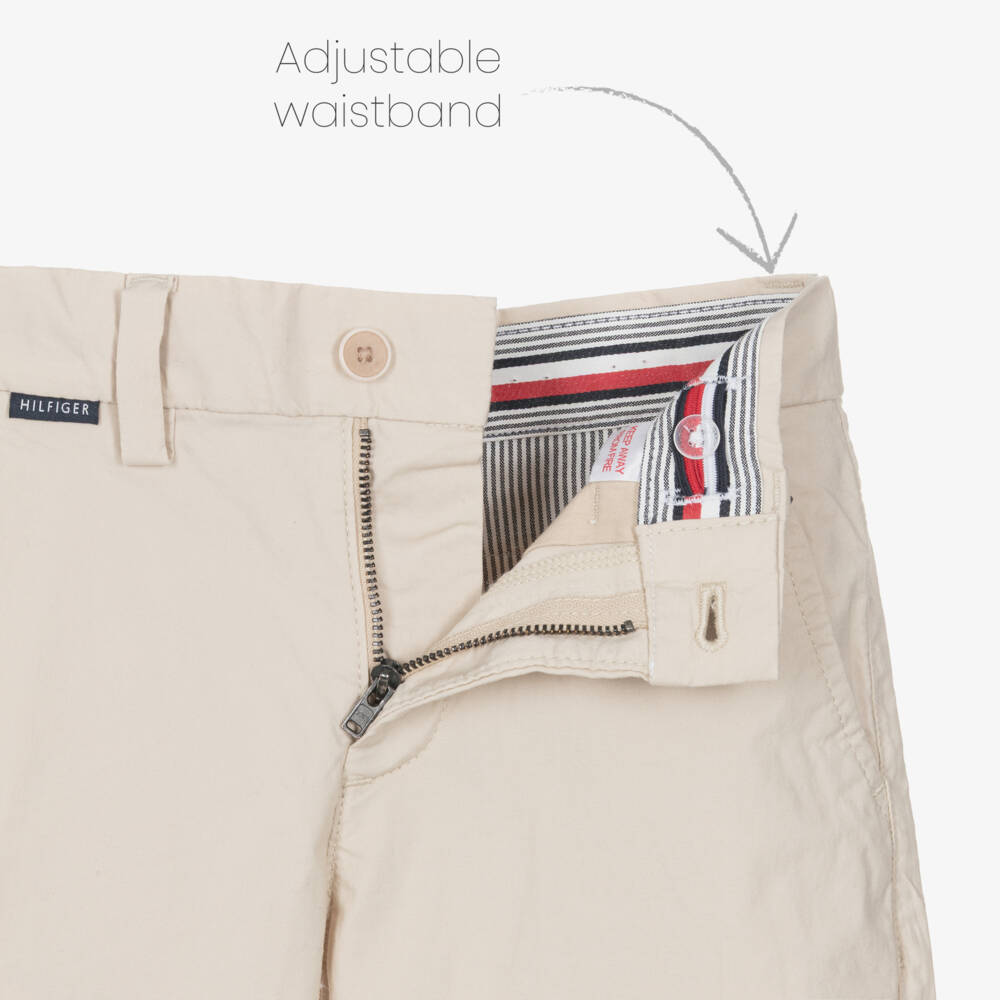 Tommy Hilfiger-Boys Beige Cotton Chino Trousers | Childrensalon Outlet
