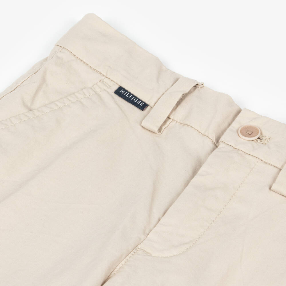 Tommy Hilfiger-Boys Beige Cotton Chino Trousers | Childrensalon Outlet