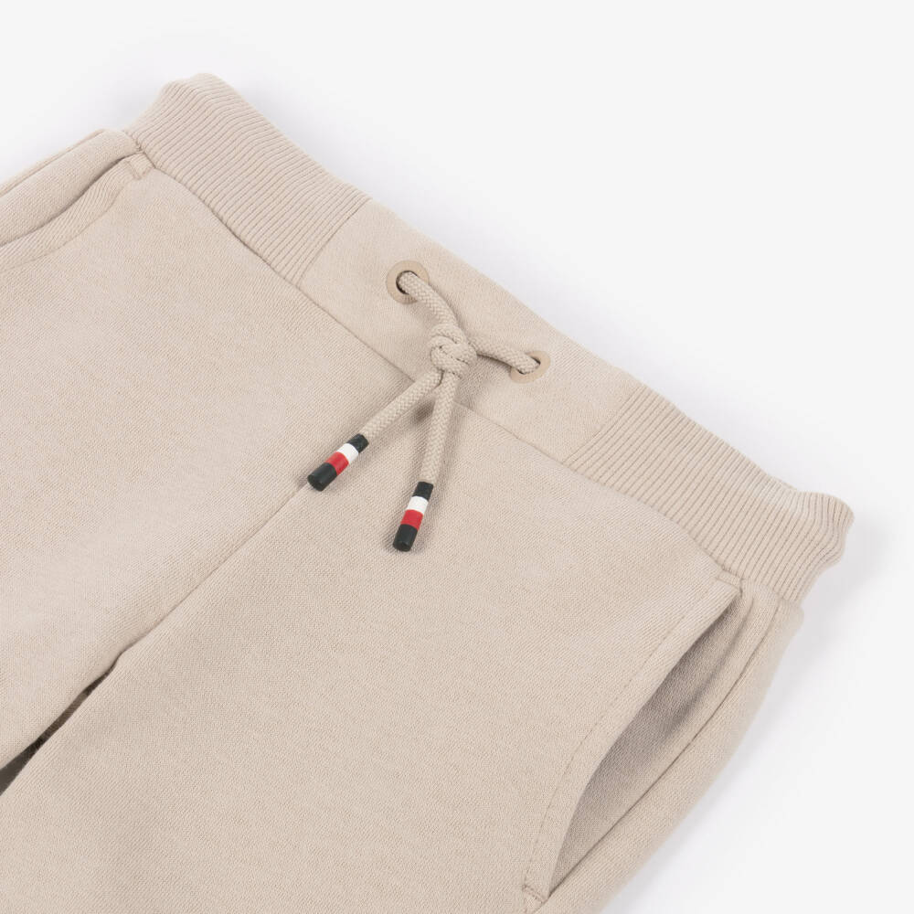 Tommy Hilfiger-Boys Beige Cotton Joggers with Logo Detailing | Childrensalon Outlet