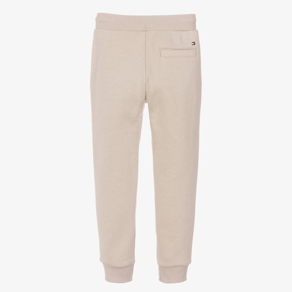 Tommy Hilfiger-Boys Beige Cotton Joggers with Logo Detailing | Childrensalon Outlet