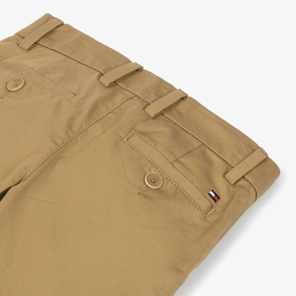 Tommy Hilfiger-Boys Beige Cotton Slim Fit Chino Trousers | Childrensalon Outlet