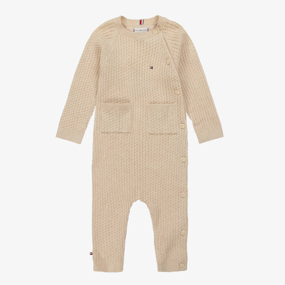 Tommy Hilfiger-Boys Beige Cozy Knit Romper | Childrensalon Outlet
