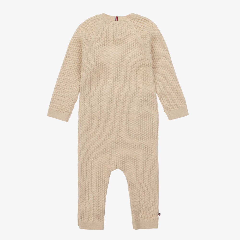 Tommy Hilfiger-Boys Beige Cozy Knit Romper | Childrensalon Outlet