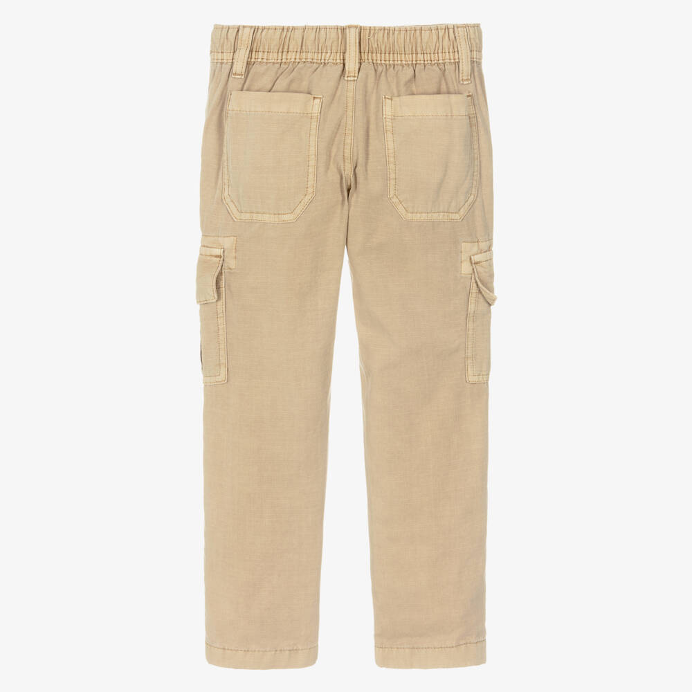 Tommy Hilfiger-Boys Beige Organic Cotton Cargo Trousers | Childrensalon Outlet
