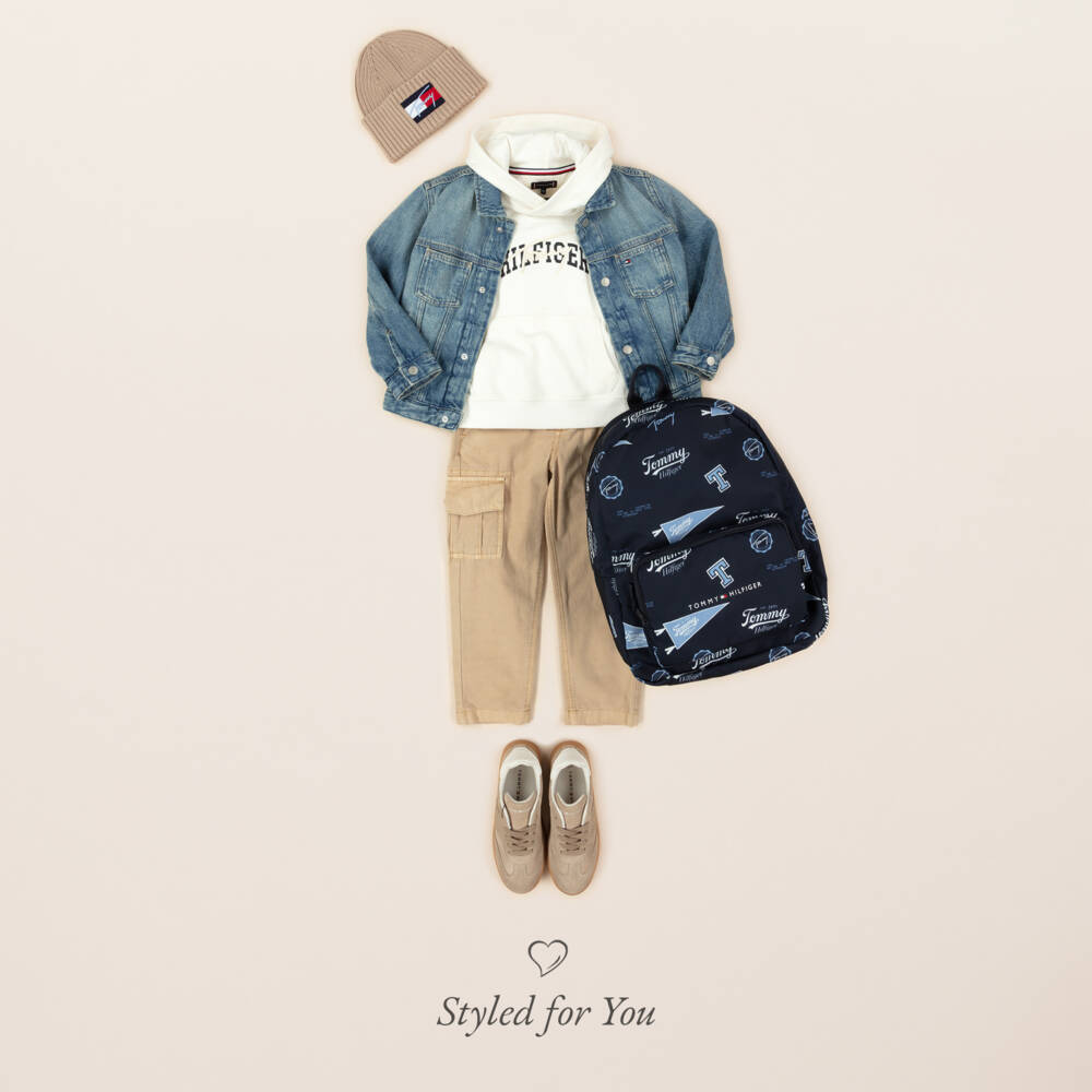 Tommy Hilfiger-Boys Beige Organic Cotton Cargo Trousers | Childrensalon Outlet