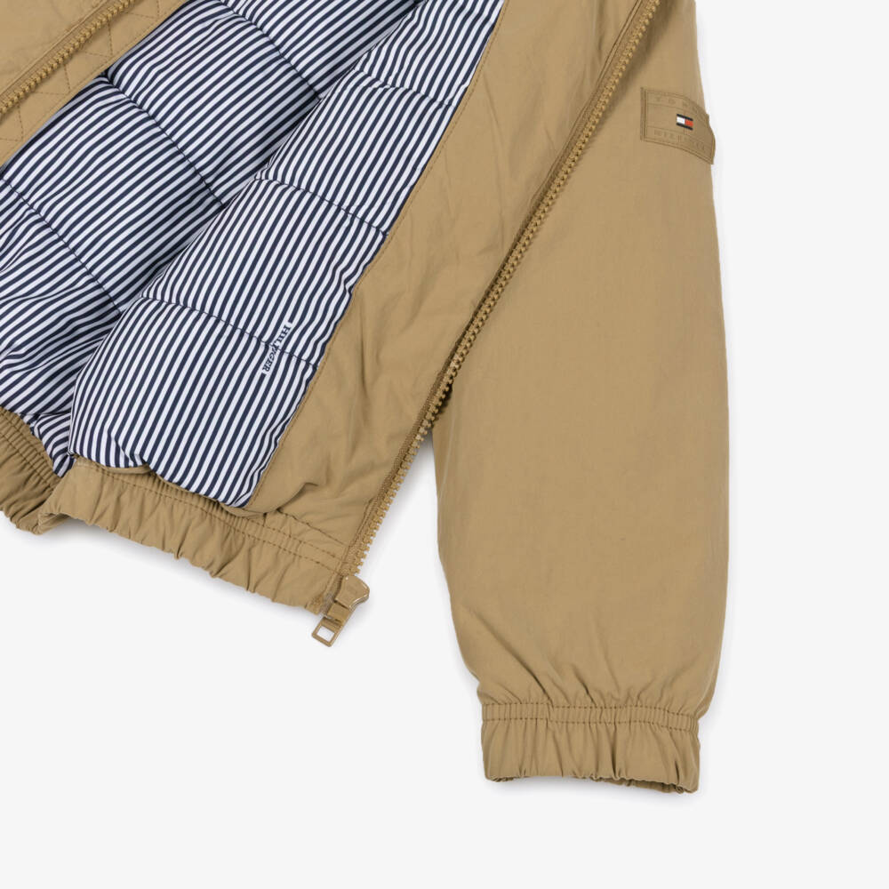 Tommy Hilfiger-Boys Beige Padded Hooded Zip-Up Jacket | Childrensalon Outlet