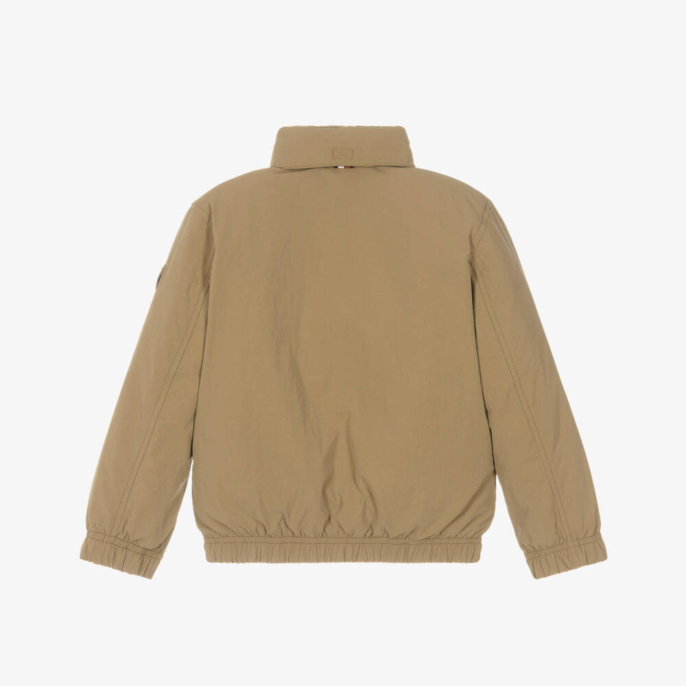 Tommy Hilfiger-Boys Beige Padded Hooded Zip-Up Jacket | Childrensalon Outlet