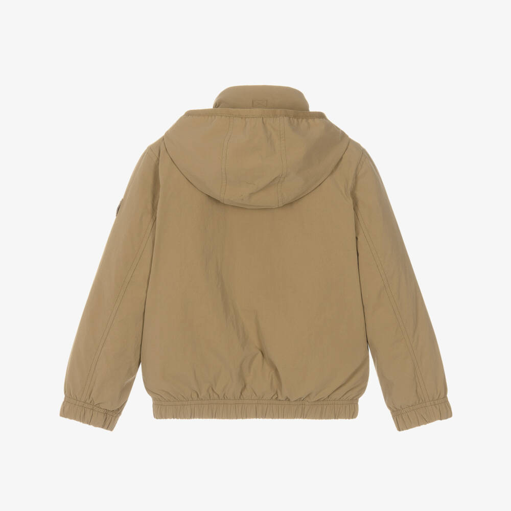 Tommy Hilfiger-Boys Beige Padded Hooded Zip-Up Jacket | Childrensalon Outlet