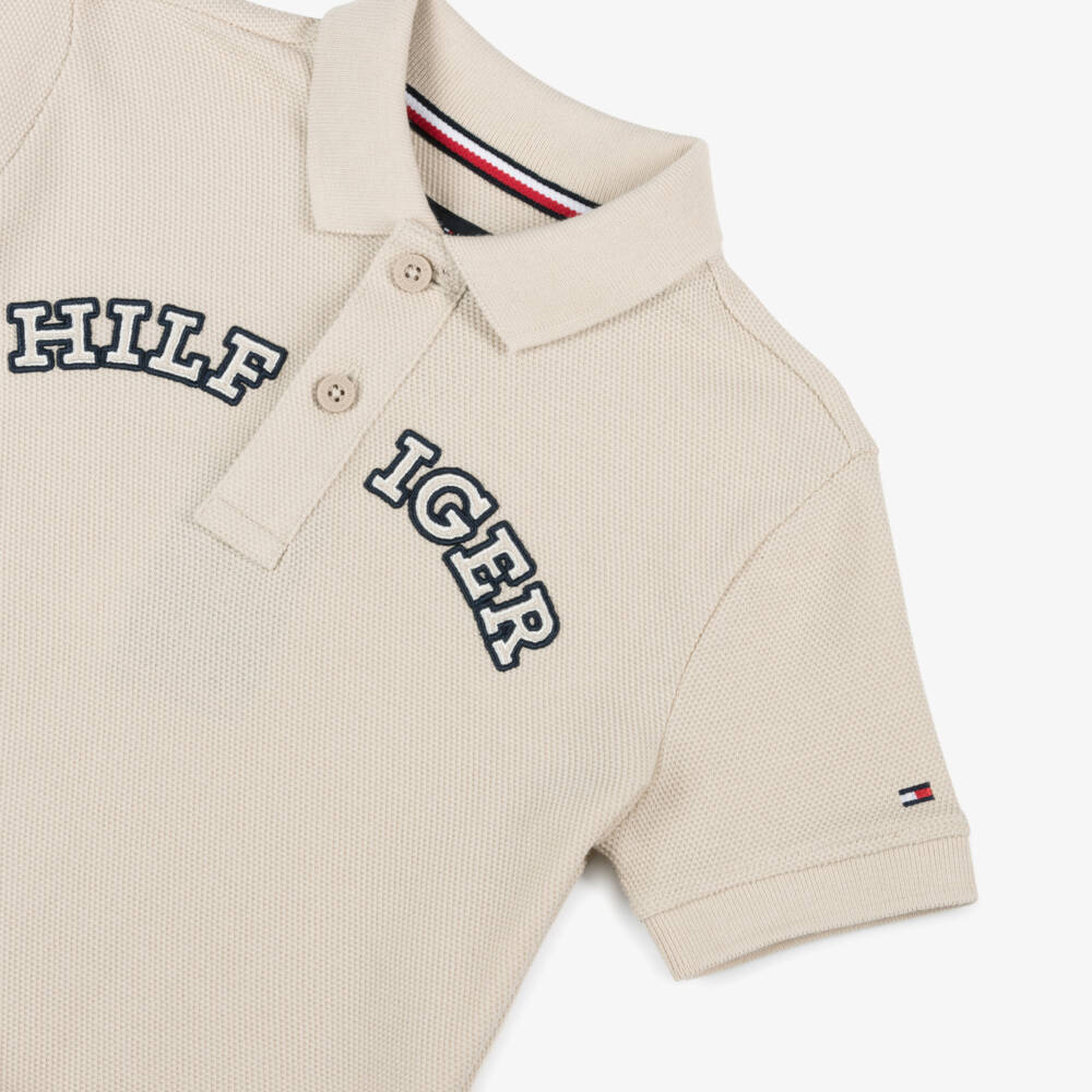 Tommy Hilfiger-Бежевая рубашка поло для мальчиков | Childrensalon Outlet