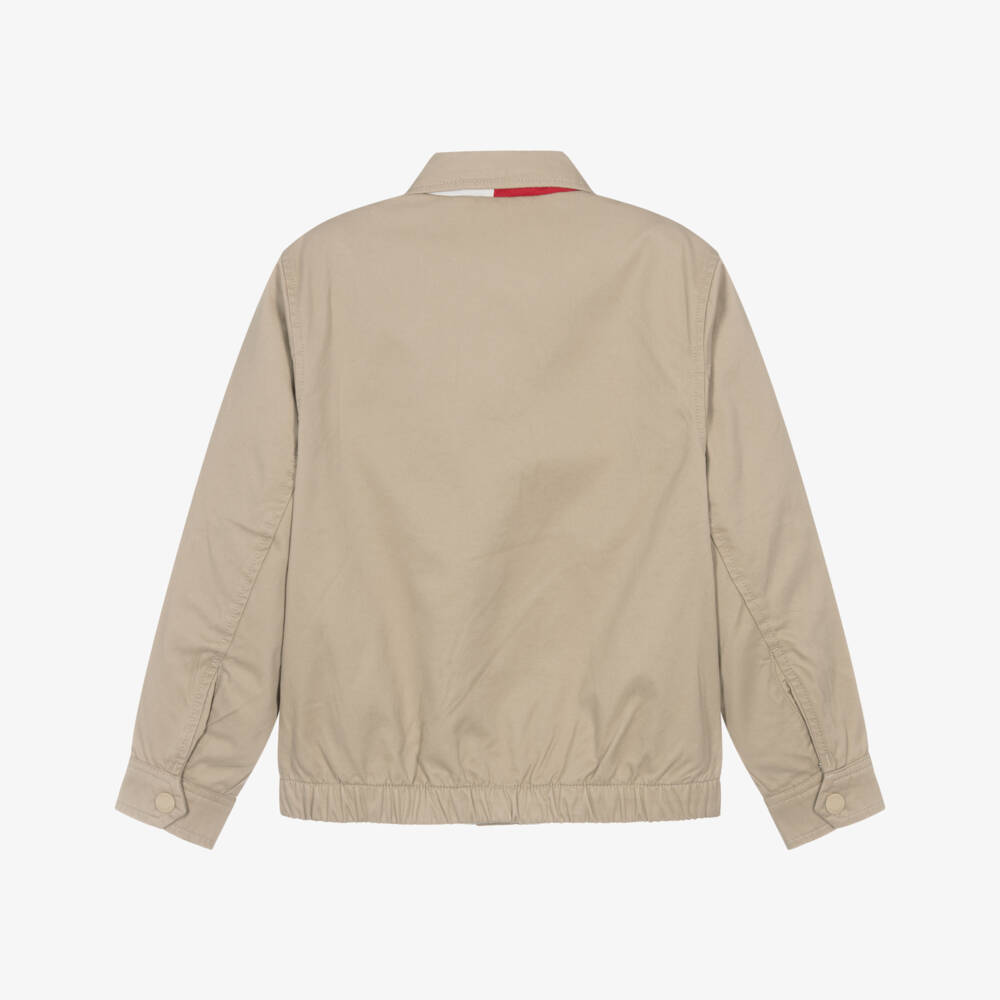 Tommy Hilfiger-Boys Beige Zip-Up Cotton Jacket | Childrensalon Outlet
