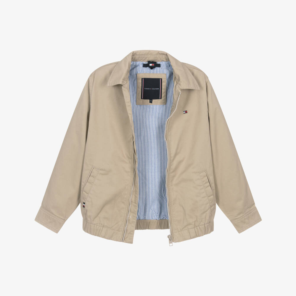 Tommy Hilfiger-Boys Beige Zip-Up Cotton Jacket | Childrensalon Outlet