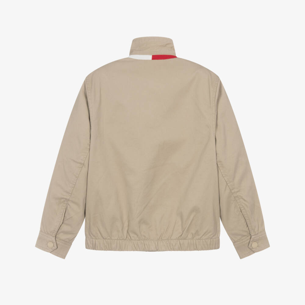 Tommy Hilfiger-Boys Beige Zip-Up Cotton Jacket | Childrensalon Outlet