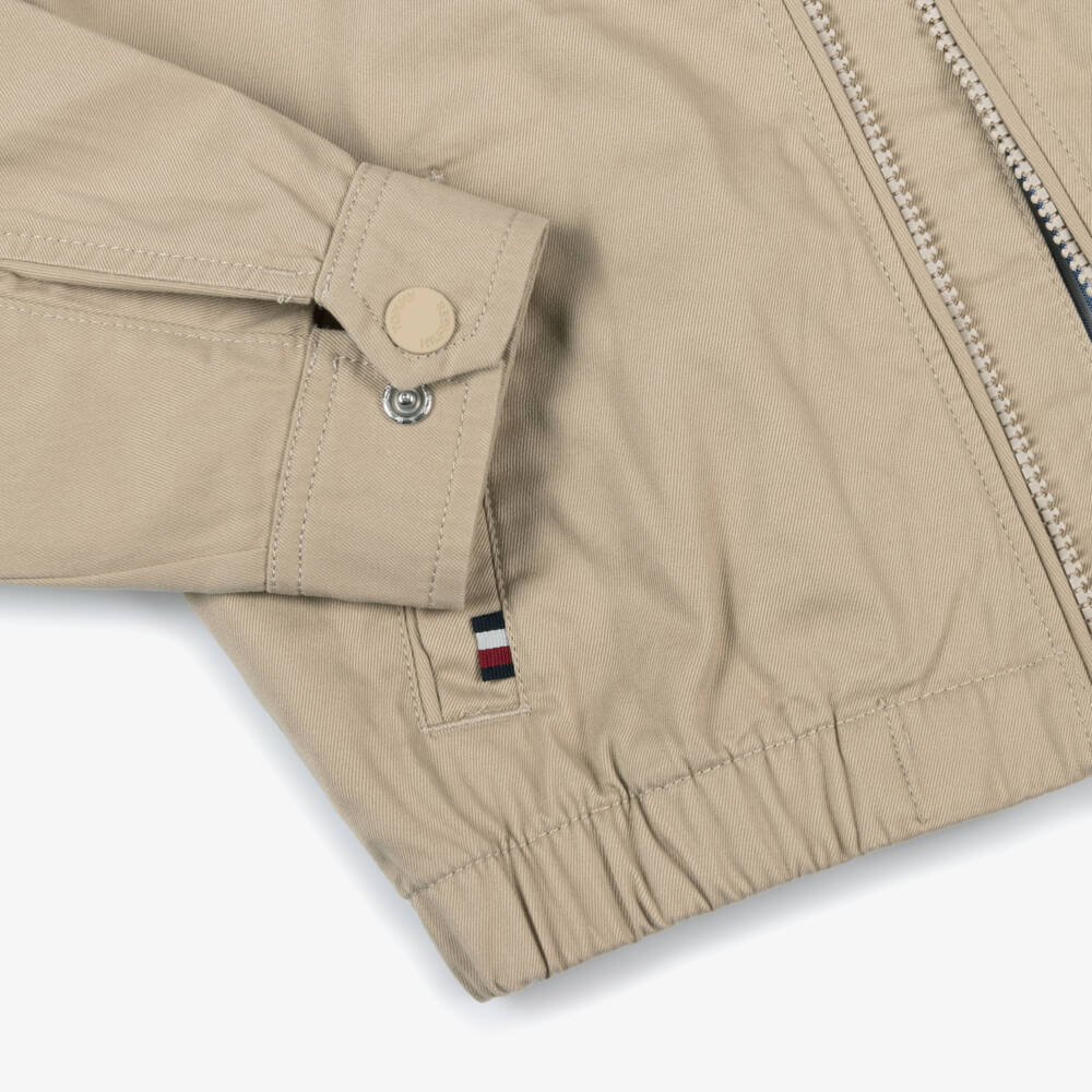 Tommy Hilfiger-Boys Beige Zip-Up Cotton Jacket | Childrensalon Outlet