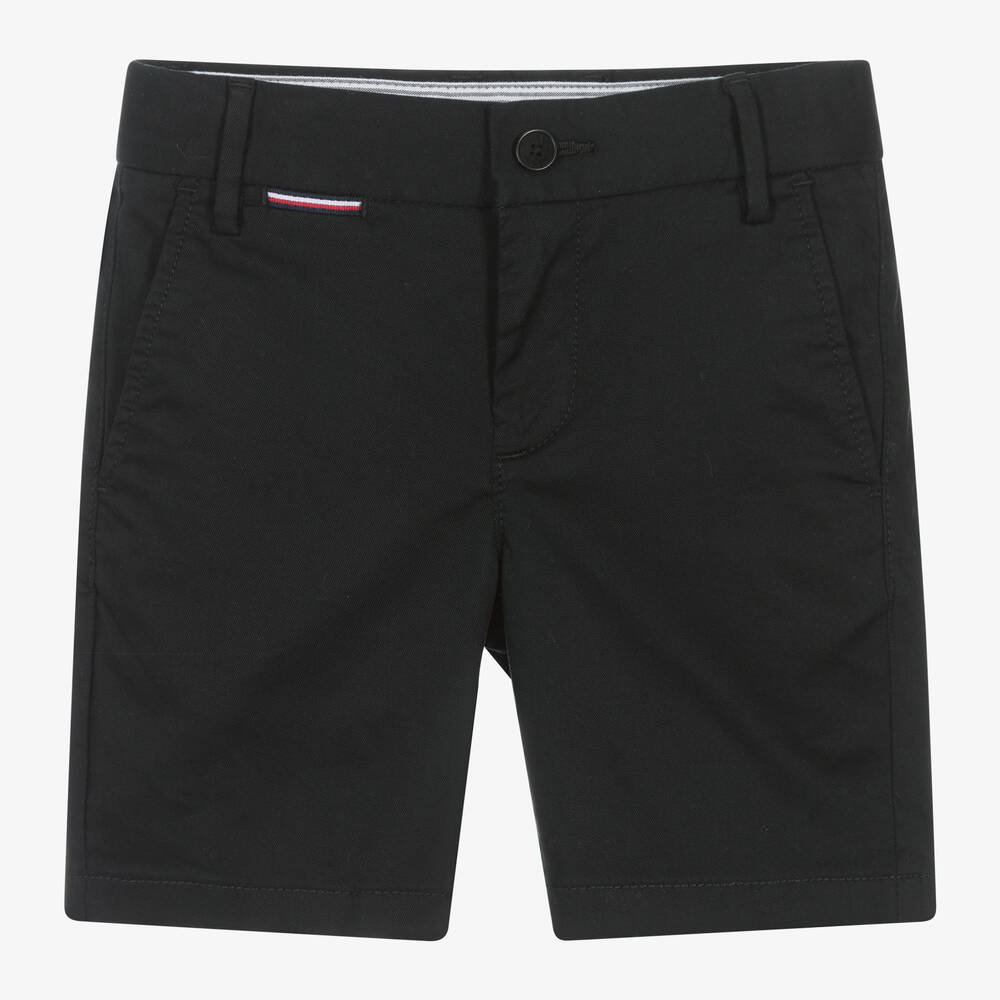 Tommy Hilfiger-Boys Black Cotton Chino Shorts | Childrensalon Outlet
