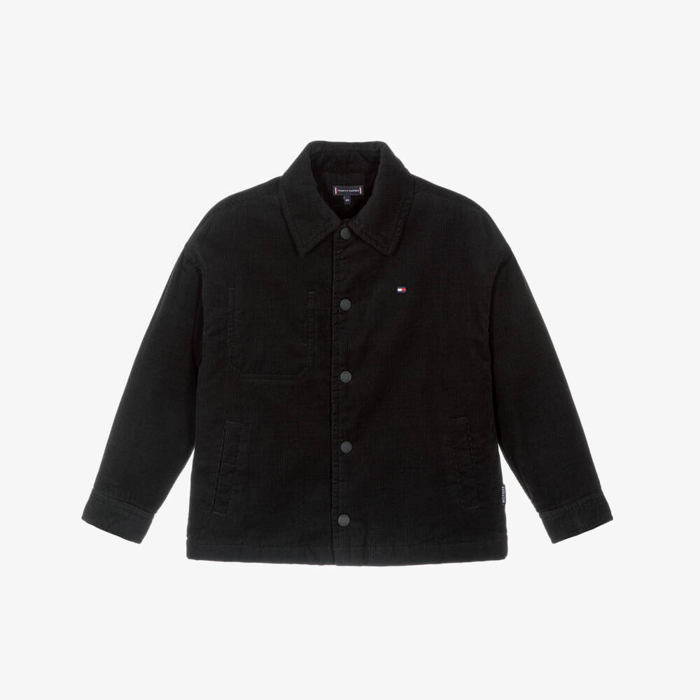 Tommy Hilfiger-Boys Black Cotton Corduroy Overshirt | Childrensalon Outlet