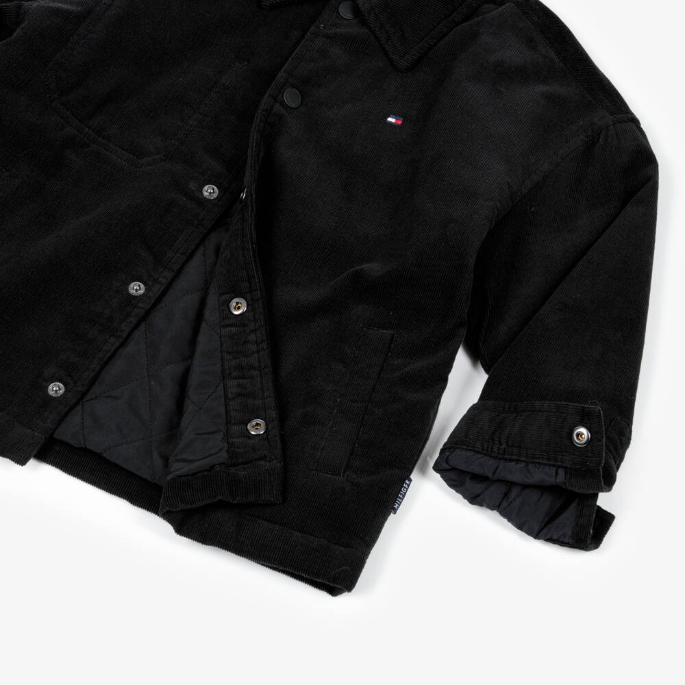 Tommy Hilfiger-Boys Black Cotton Corduroy Overshirt | Childrensalon Outlet