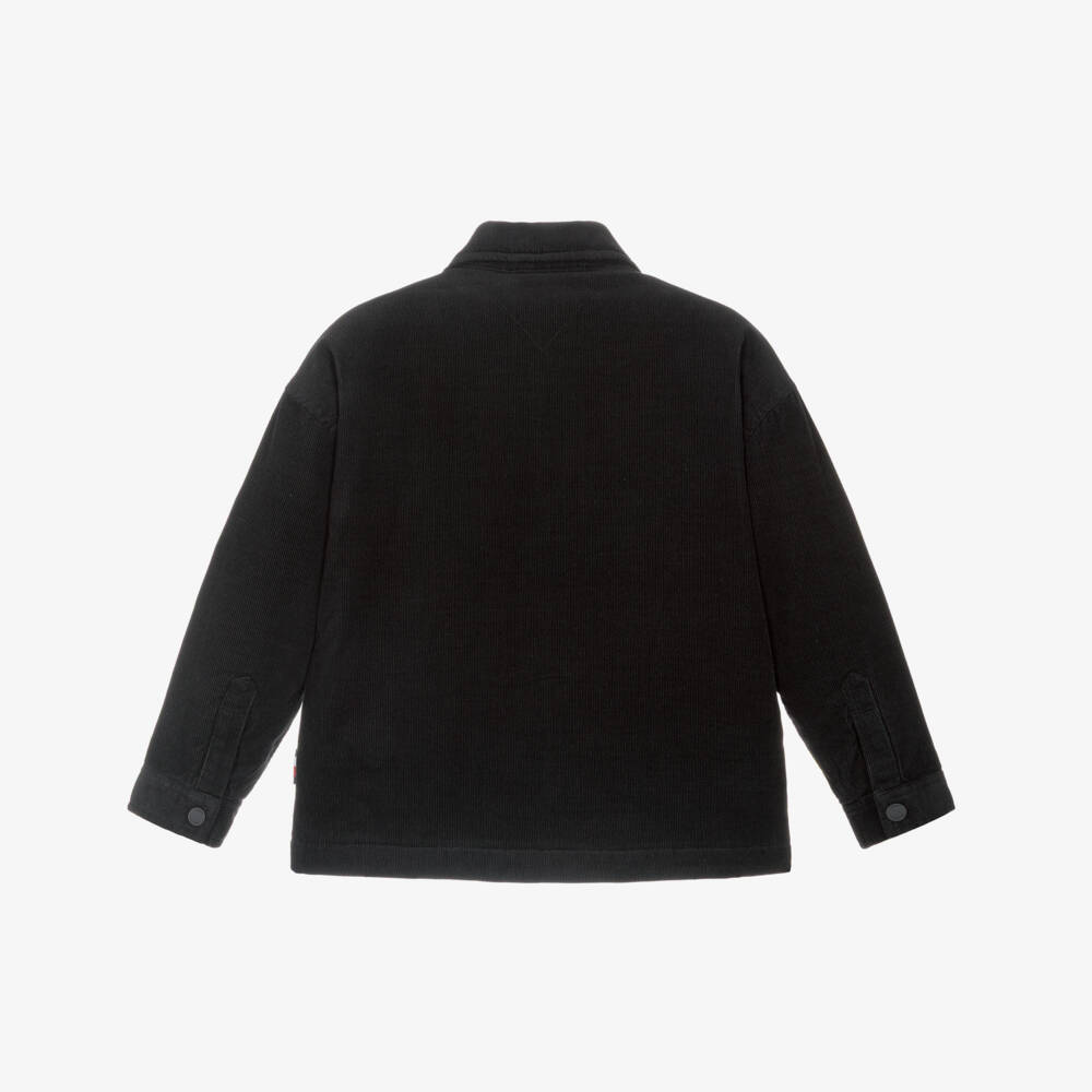 Tommy Hilfiger-Boys Black Cotton Corduroy Overshirt | Childrensalon Outlet