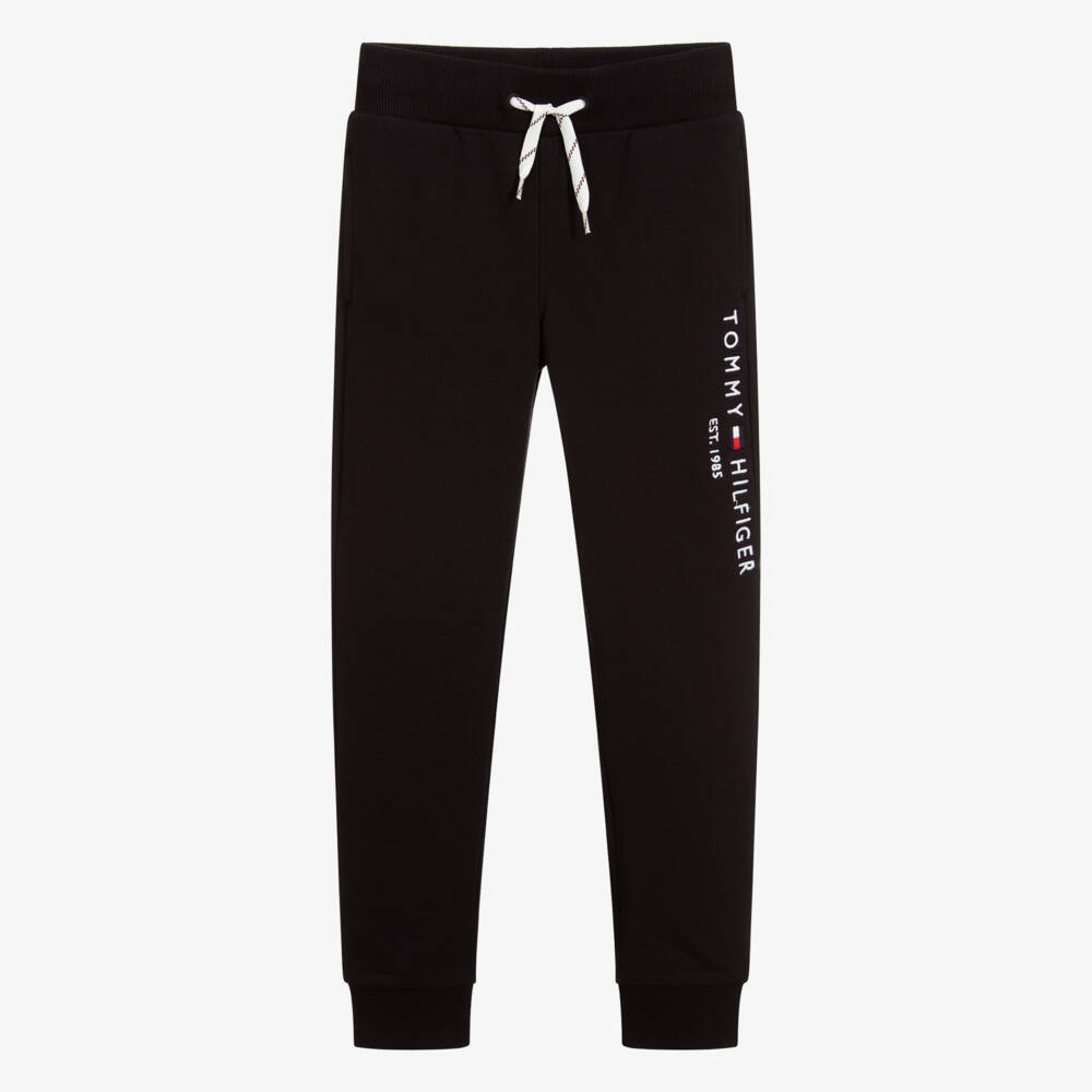 Tommy Hilfiger-Boys Black Cotton Flag Joggers | Childrensalon Outlet