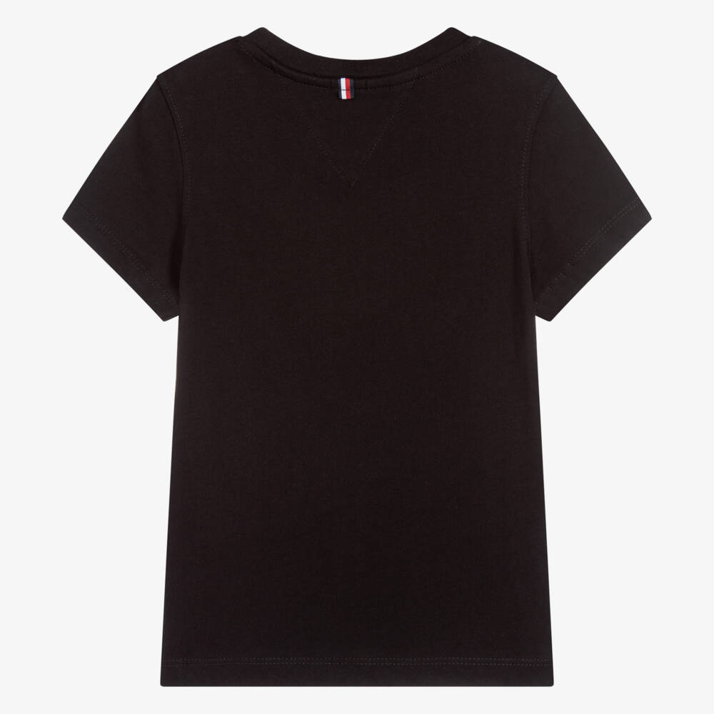 Tommy Hilfiger-Boys Black Cotton Flag Logo T-Shirt | Childrensalon Outlet