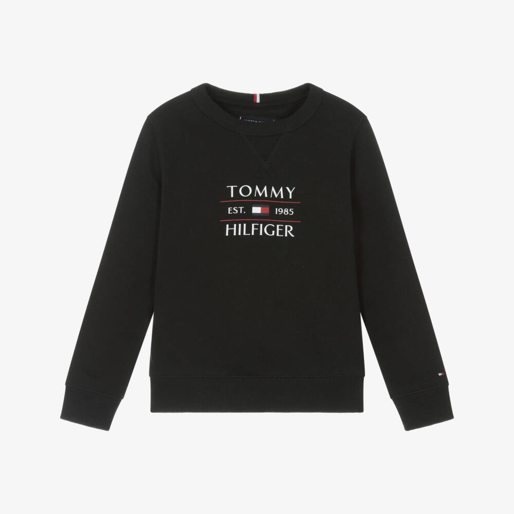 Tommy Hilfiger-بلوفر قطن أسود بشعار للأولاد | Childrensalon Outlet