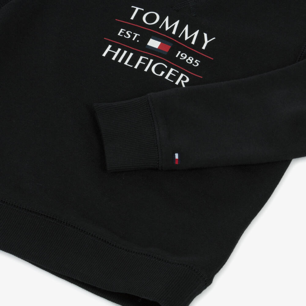 Tommy Hilfiger-Boys Black Cotton Logo Pullover | Childrensalon Outlet