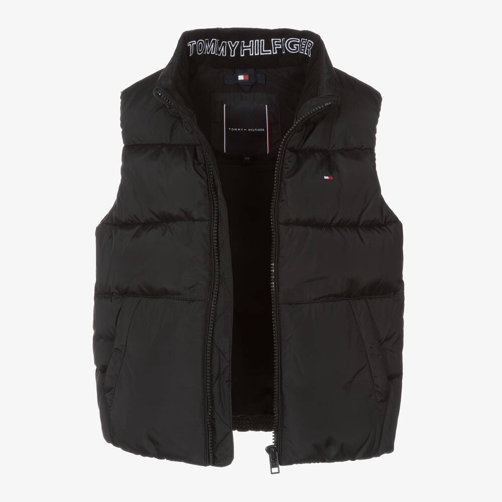 Tommy Hilfiger-جيليه بافر بشعار العلم لون أسود للأولاد | Childrensalon Outlet