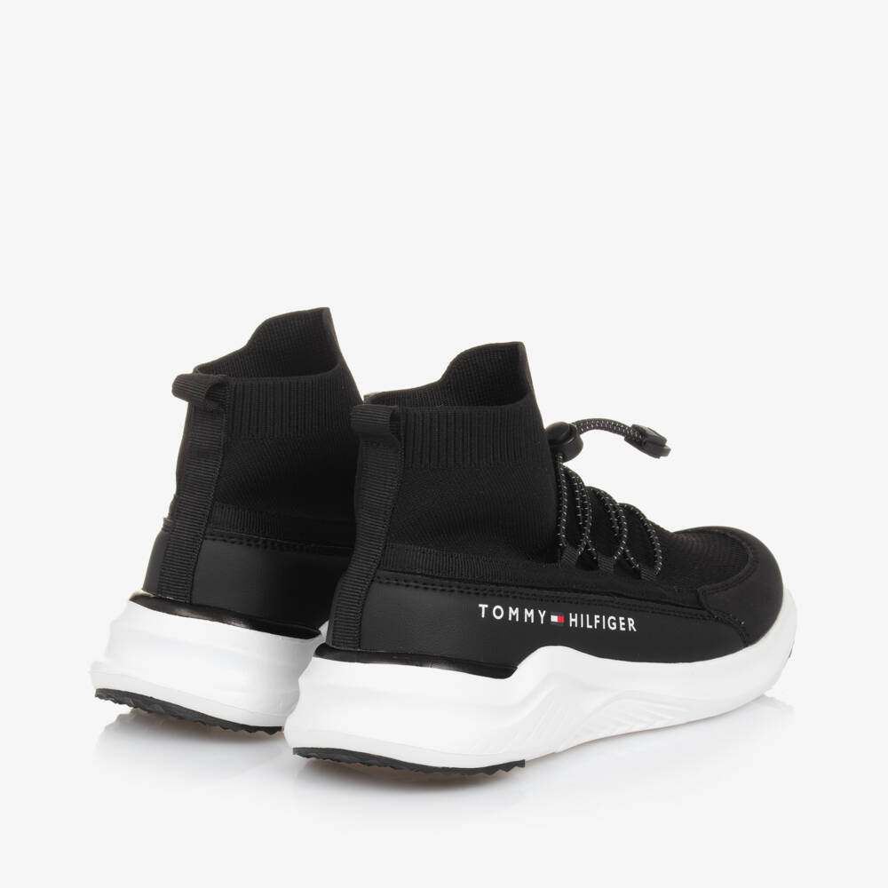 Tommy Hilfiger-Boys Black Knit Sock Trainers | Childrensalon Outlet