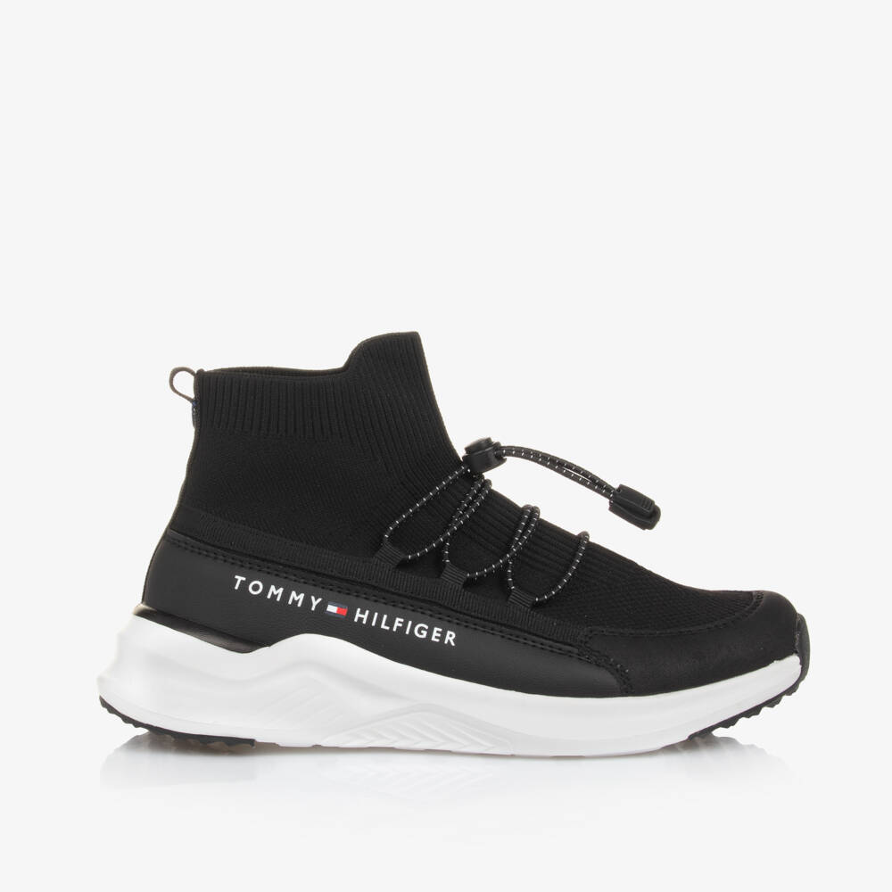 Tommy Hilfiger-Boys Black Knit Sock Trainers | Childrensalon Outlet