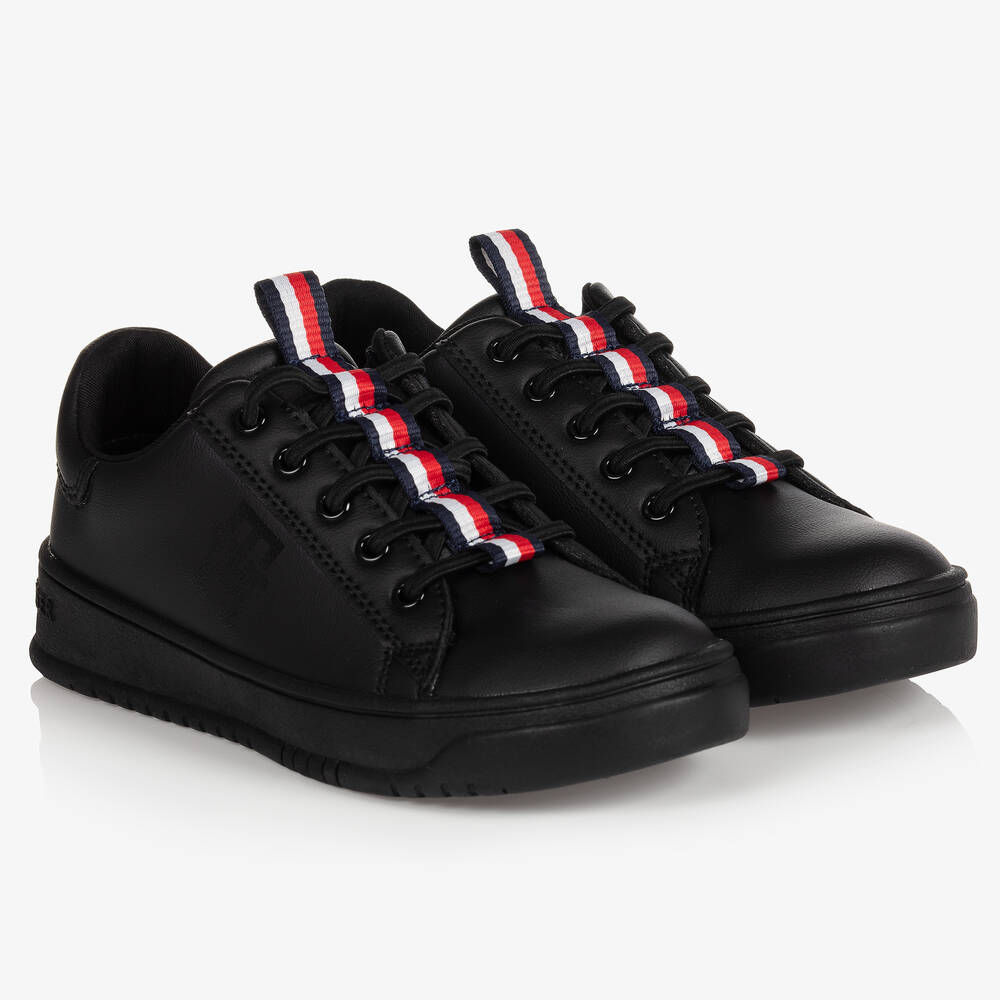 Tommy Hilfiger - Boys Black Logo Trainers | Childrensalon