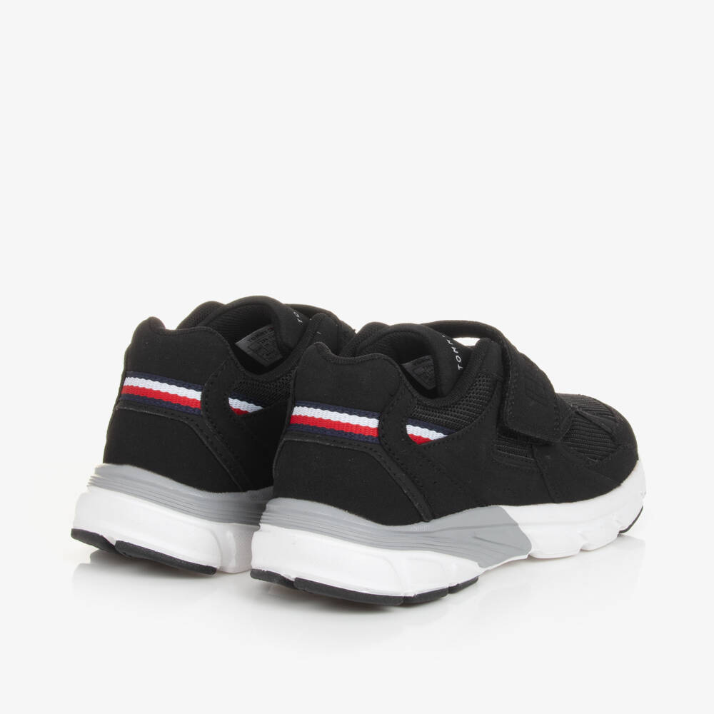 Tommy Hilfiger-Boys Black Mesh Velcro Trainers | Childrensalon Outlet