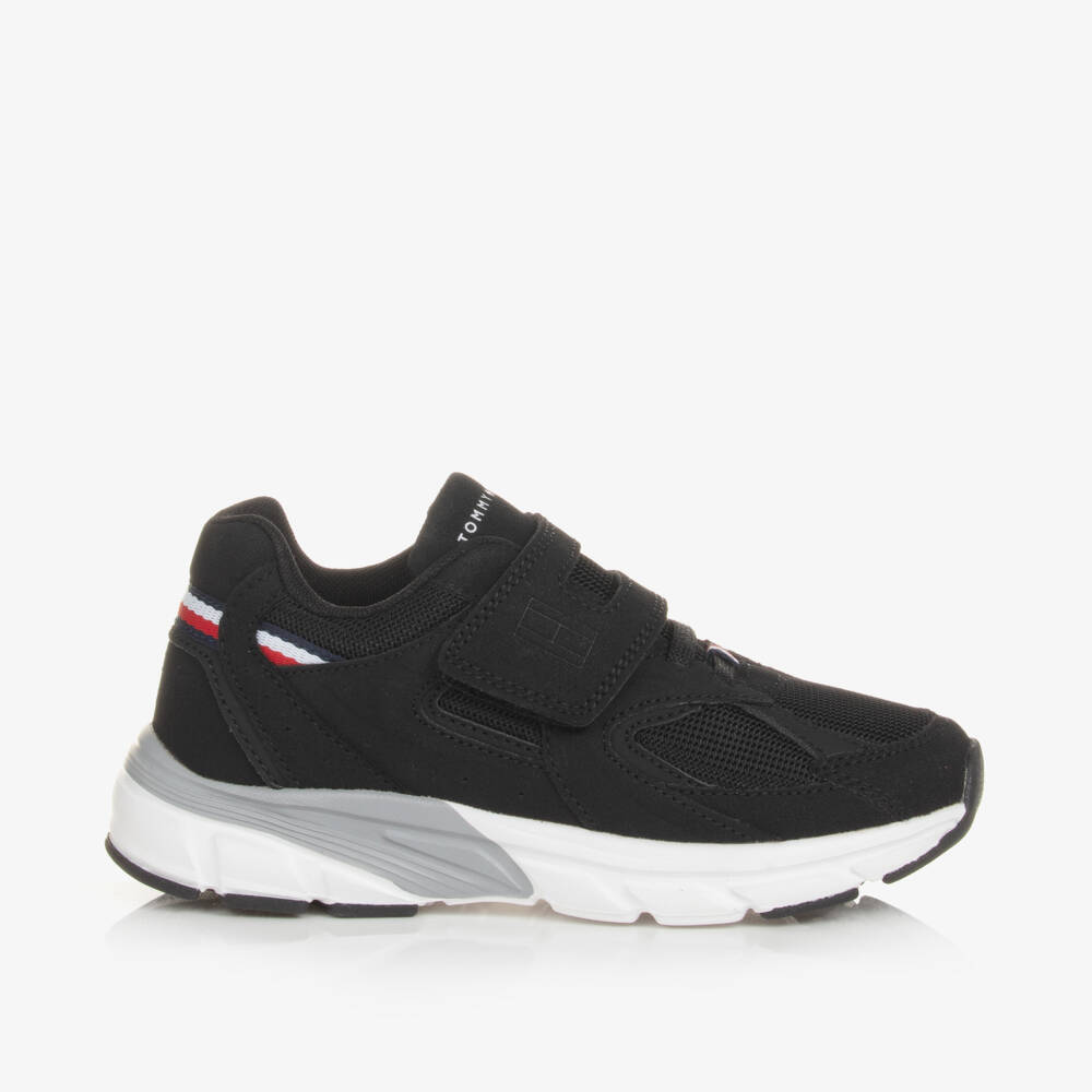 Tommy Hilfiger-Boys Black Mesh Velcro Trainers | Childrensalon Outlet