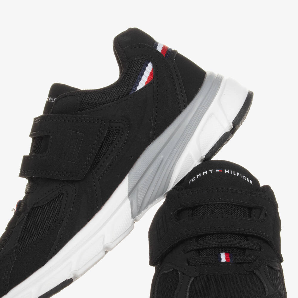 Tommy Hilfiger-Boys Black Mesh Velcro Trainers | Childrensalon Outlet