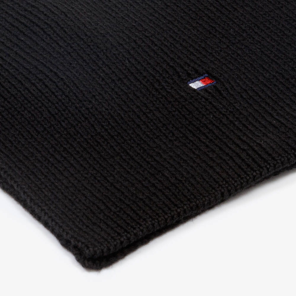 Tommy Hilfiger-Boys Black Organic Knit Emblem Scarf | Childrensalon Outlet