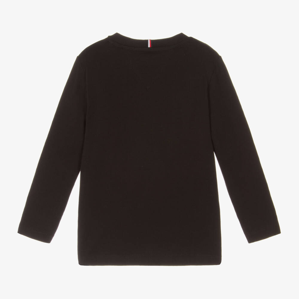 Tommy Hilfiger-Boys Black Signature Emblem Cotton Tee | Childrensalon Outlet