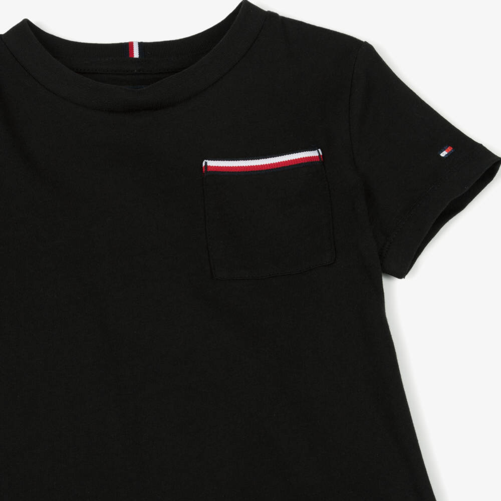 Tommy Hilfiger-Boys Black Striped Pocket Tee | Childrensalon Outlet