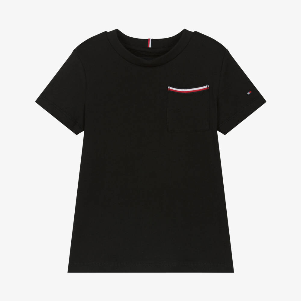 Tommy Hilfiger-Boys Black Striped Pocket Tee | Childrensalon Outlet