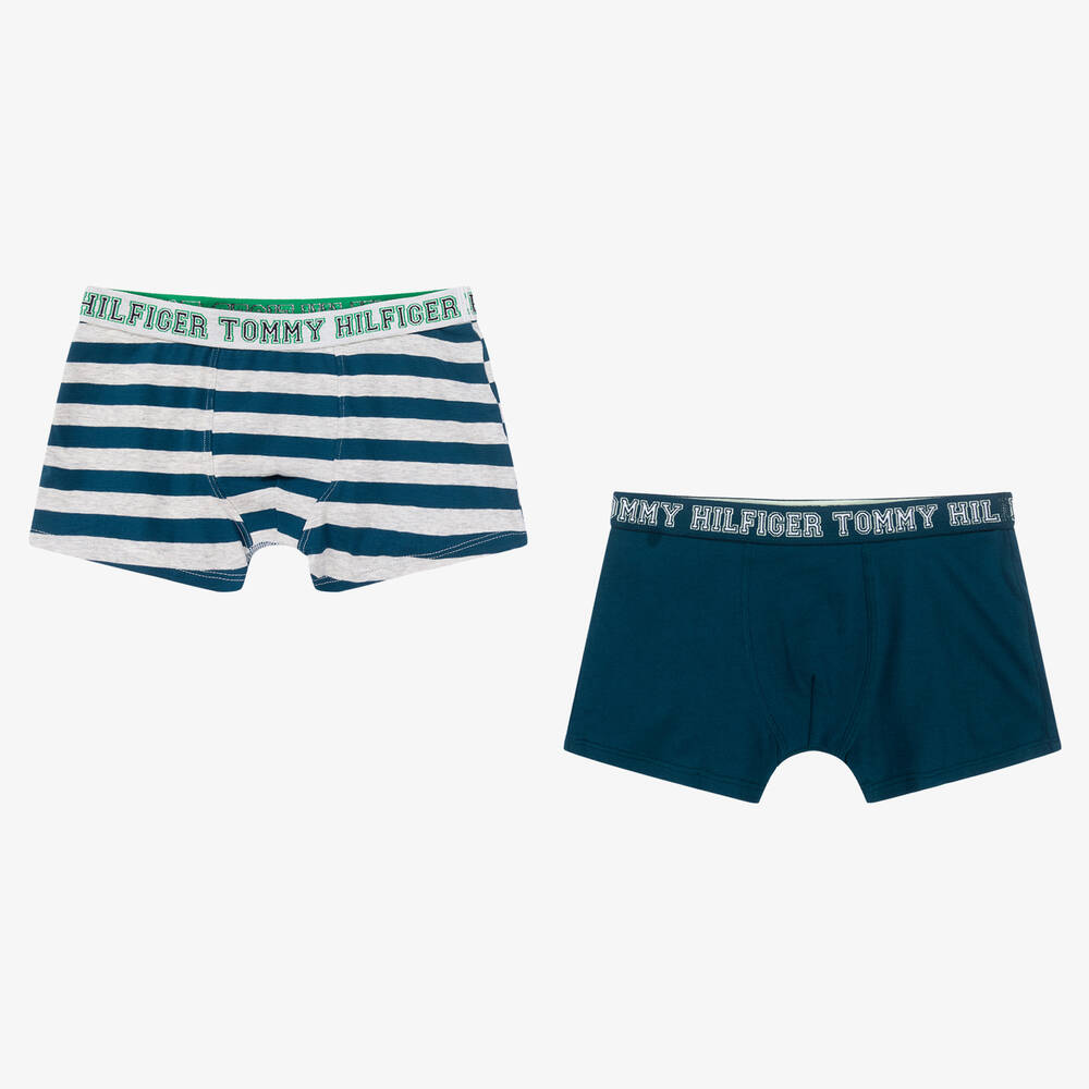 Tommy Hilfiger - Boys Blue Boxer Shorts (2 Pack) | Childrensalon